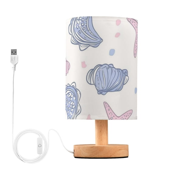 Pink Blue Seashells Table Lamp with USB Port LED Warm Light Lamp Night Light Home Decor