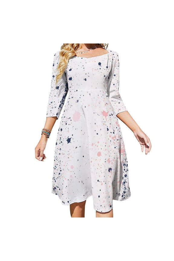 Pink Blue Splatter Paint Art Dress Summer Dresses Woman Street Style Big Size Casual Dress