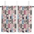 thumbnail image 1 of Pink Blue Spring Floral Kitchen Curtains 54 Inch Length, Farmhouse Curtains & Drapes, Vintage Botanical Flower Rod Pocket Window Curtains for Living Room/Bedroom, 42" x 54", 2 Panels, 1 of 5