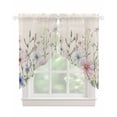 thumbnail image 1 of Pink Blue Spring Floral Swag Valances for Windows, Watercolor Elegant Botanical Rustic Rod Pocket Sheer Valances for Windows, Swag Toppers Light Filtering for Kitchen Living Room 2 Panels 36''x36'', 1 of 6