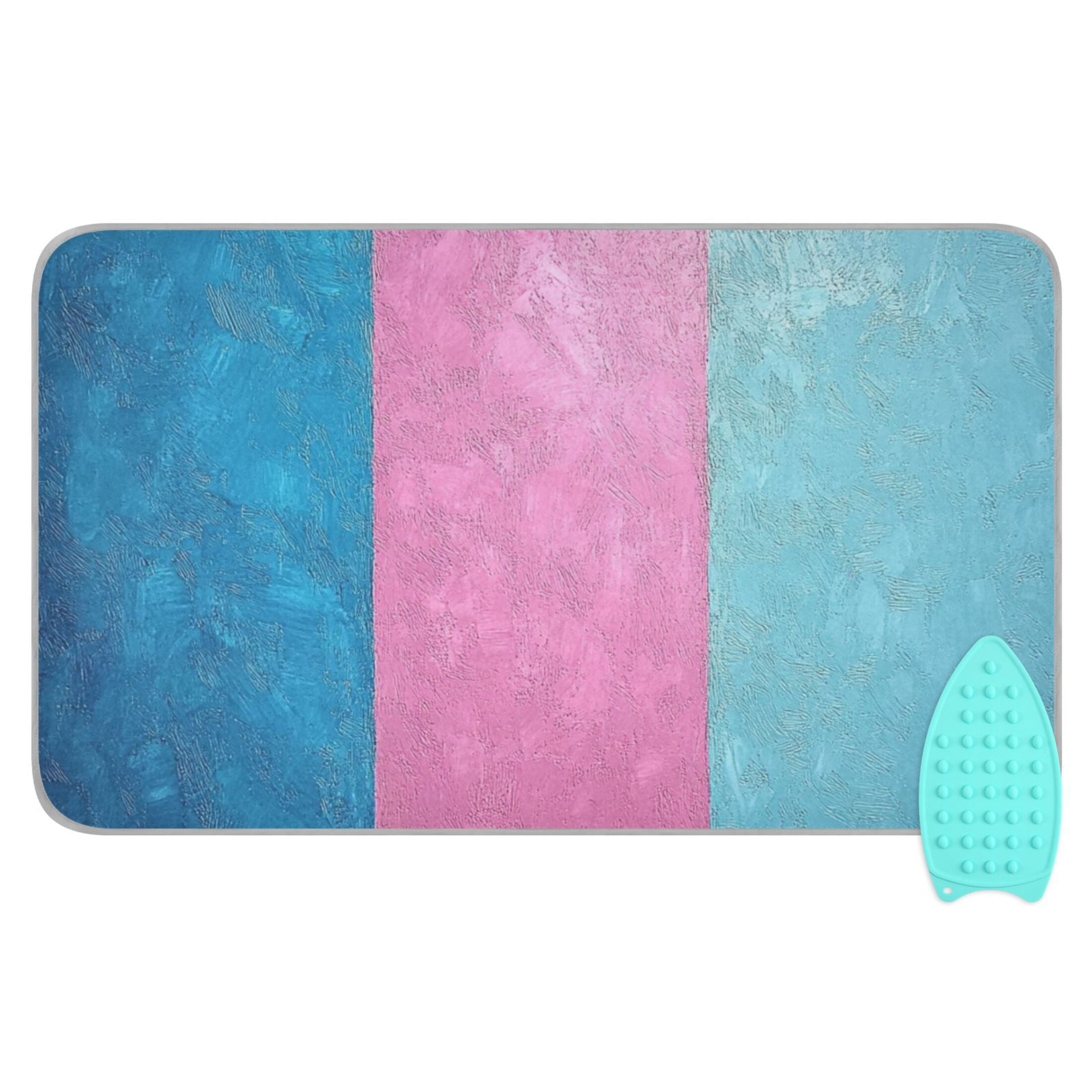 Pink Blue Stripe Ironing Mat Blanket for Table Top Travel Portable Ironing Board Pad 47.2x27.6 Inch