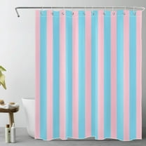 Pink and Blue Striped Shower Curtain with Hooks Cute Pastel Stripe Simple Girly Bathroom Curtains,Minimalist Washable Waterproof Fabric Bath Curtain Decor 36"W x 72"L (Pack of 1)