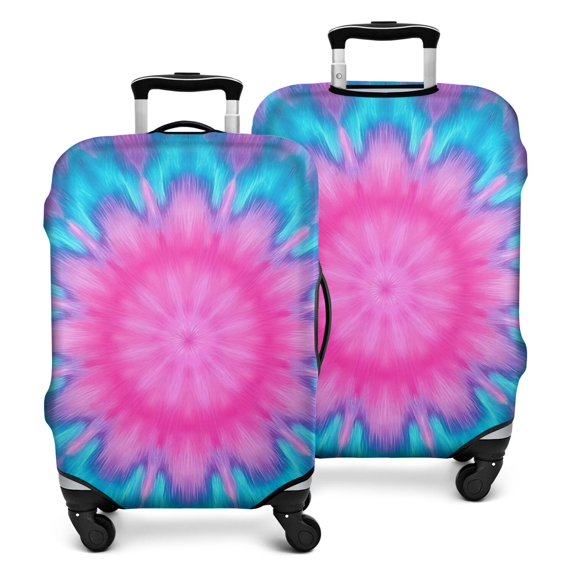 Pink Blue Tie Dye Flower Pattern Luggage Cover Fashion Suitcase Cover Baggage Covers Fit 25-28 Inch Luggage (Go Travel)