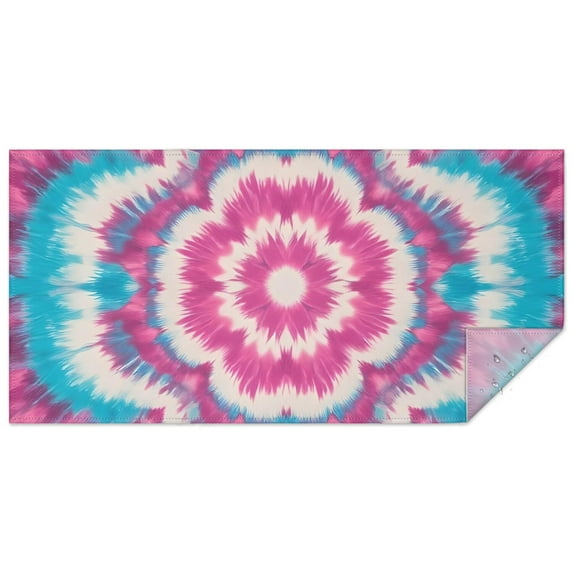 Pink Blue Tie Dye Mandala Rectangle Tablecloth 60"x120",Waterproof Polyester Rectangle Table Cloth, Wipeable Spillproof Polyester Tablecloth for Dining, Camping, Indoor and Outdoor