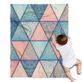 thumbnail image 1 of Pink and Blue Triangular Floral Boho Pattern Blanket,Comfortable Soft Flannel Throw Blanket,All Season,Warm Lightweight Blankets for Sofa Bed Couch Living Room Chair,30"x40", 1 of 4