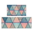 thumbnail image 1 of Pink and Blue Triangular Floral Boho Pattern Kitchen Rugs Sets Of 2,Anti Fatigue Kitchen Mat Rugs Non Slip Washable,Decorative Kitchen Floor Mats for Kitchen,Sink,Laundry,17"x30"+17"x47", 1 of 7