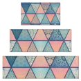 thumbnail image 1 of Pink and Blue Triangular Floral Boho Pattern Kitchen Rugs Sets Of 3,Kitchen Runner Rugs Non Skid Washable,Decorative Kitchen Floor Mats for Kitchen,Sink,Laundry,17"x30"+ 17"x47" + 17"x59", 1 of 6