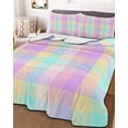 thumbnail image 1 of Pink Blue Twin XL Size Down Alternative Comforter,Lightweight Comforter Quilt Bedding Set with Pillow Shams Buffalo Plaid Checker Modern Gingham Lattice All Seasons Bed Comforter Duvet Insert 68"x98", 1 of 7