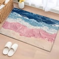 thumbnail image 1 of Pink Blue Washable Small Entryway Area Rugs 2'x3', Beige Gradient Ocean Wave Abstract Beach Coastal Low Pile Throw Rug Non-Slip Sturdy Edge Binding Carpet for Front Door Floor Room Entry, 1 of 9