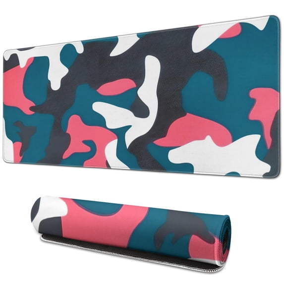Pink Blue White Black Camouflage pad Mousewaterproofnon Slip for Office Home Work GamingmousepadRubber Base Mousepad with Stitched Edges 31.5x11.8inches
