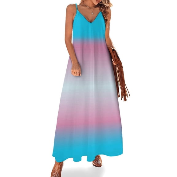 Pink Blue White Gradient Sleeveless Dress Loose Women's Dress Dresses Luxury Evening Dresses