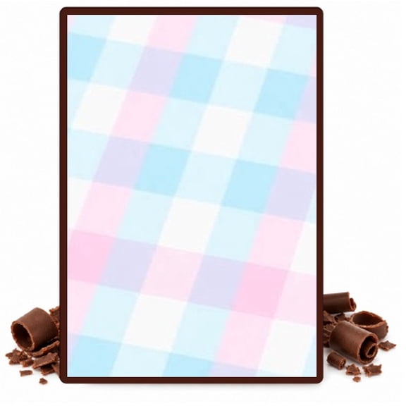 Pink Blue White Plaid Pattern Edible Chocolate Transfer Sheet, by TNCT. (1 Count)