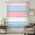 thumbnail image 1 of Pink Blue Wood Grain Sheer Curtains 45 Inches Long, Modern Colorful Striped Light Filering Curtains, Breathable Simi Curtain Privacy Drapes for Kitchen Bathroom Lightweight Small Window Treatment, 1 of 9