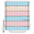 thumbnail image 1 of Pink Blue Wood Grain Shower Curtains for Bathroom Waterproof Fabric Bath Curtains Decor Bath Tub Curtain Farmhouse Country Shabby Striped Decorative Shower Curtain Sets with 12 Hooks, 72x72 Inch, 1 of 6