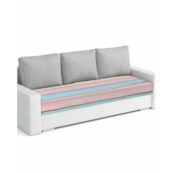 Pink Blue Wood Grain Sofa Couch Cushion Covers Washable, Removable Stretchable Sectional Couch Covers, Farmhouse Country Shabby Striped Slipcovers for L & T Shape Sofa Furniture Protector L Size 1 pc