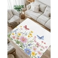 thumbnail image 1 of Pink Blue Yellow Floral Area Rug for Bedroom 2.7x5 Ft Butterfly Wildflower Watercolor Plant Super Soft fuzzy Throw Rug Non-Slip Fluffy Plush Indoor Floor Carpet for Living Room Nursery Home Decor, 1 of 8