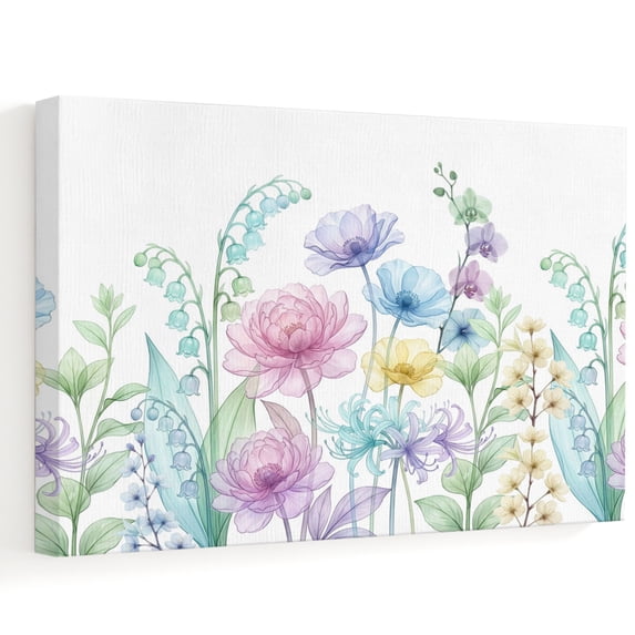 Spring Picture Creative Pink Blue Yellow Flower Canvas Wall Art 24