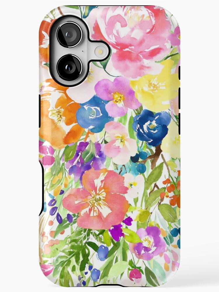 Pink, Blue and Yellow Watercolor Floral Tough Case for Apple iPhone ...