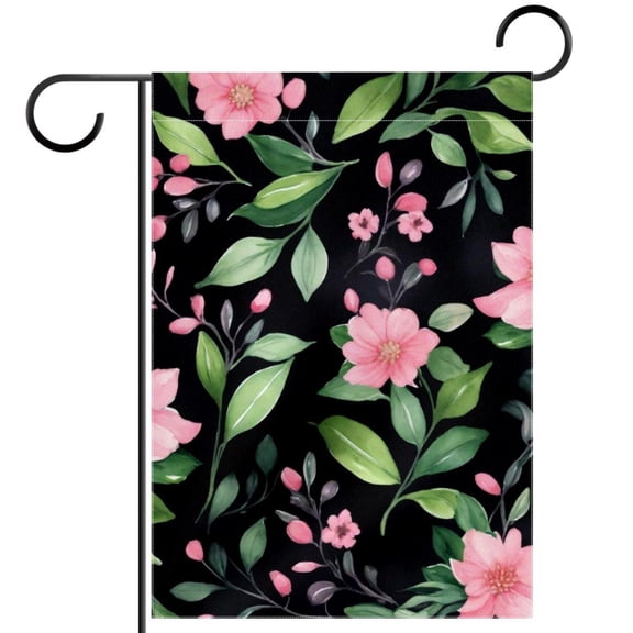 Pink Blush Flowers Pattern Welcome Garden Flags, 12 x 18 Inch Double Sided Outdoor Yard Flags Waterproof For Home Outside Patio Lawn Porch