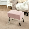 thumbnail image 1 of Pink Blush Jacquard Ottoman Entryway , 19"x12.5"x17"H  Soft Decorative Vanity Makeup Stool with Legs Foot Rest Stool for Bedroom Bathroom End of Bed Living Room Couch Home Décor, 1 of 17