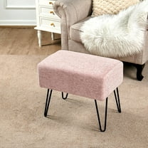 Pink Blush Jacquard Ottoman Entryway , 19"x12.5"x17"H  Soft Decorative Vanity Makeup Stool with Legs Foot Rest Stool for Bedroom Bathroom End of Bed Living Room Couch Home Décor