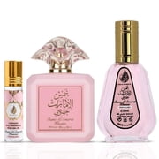 Pink Blush Shams Al Emarat Khususi Eau de Parfum Spray 100ml 3.4 oz, 50ml 1.7 oz & Roll-On Perfume Oil 10ml 0.34 oz by Ard Al Zaafaran Bundle