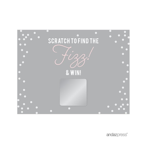 Koyal Wholesale Pink Blush and Gray Pop Fizz Clink Wedding Scratch Game Cards, 30-Pack