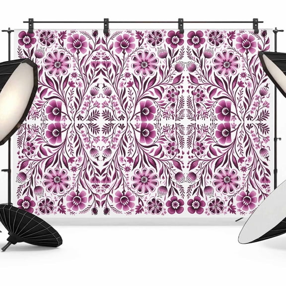 Pink Boho Backdrop for Photoshoot,Photography Photo Studio Background Wall Backdrop,Ethnic Tribal Floral Abstract Art Aesthetics Back Drop Banner Panel for Portraits Wedding Live Streaming 7x5Ft