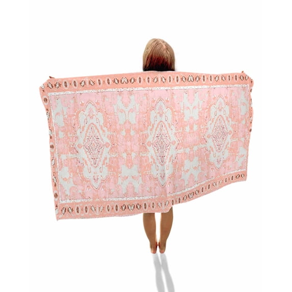 Pink Boho Beach Towels Oversized Super Absorbent, Vintage Abstract Tribal Decorative Oriental Lightweight Bath Towel Quick Dry Sets For Bathroom/Pool/Rv Camping/Beach Play/Gym Room/Picnic 31"x62"