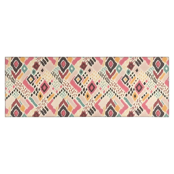 Pink Boho Bohemia Geometric Diamonds Pattern Kitchen Rug Mat,Kitchen Runner Rugs Non Skid Washable,Decorative Kitchen Floor Mats for Kitchen,Sink,Laundry,17"X47"