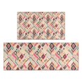thumbnail image 1 of Pink Boho Bohemia Geometric Diamonds Pattern Kitchen Rugs Sets Of 2,Anti Fatigue Kitchen Mat Rugs Non Slip Washable,Decorative Kitchen Floor Mats for Kitchen,Sink,Laundry,17"x30"+17"x47", 1 of 7