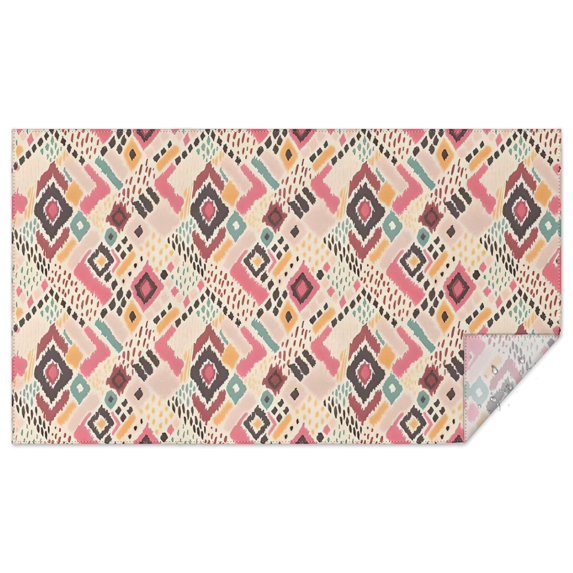 Pink Boho Bohemia Geometric Diamonds Pattern Rectangle Tablecloth 60"x102",Waterproof Polyester Rectangle Table Cloth, Wipeable Spillproof Polyester Tablecloth for Dining, Camping, Indoor and Outdoor