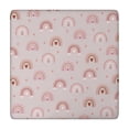 thumbnail image 1 of Pink Boho Bohemia Rainbow Hearts Pattern Square Fitted Tablecloth with Elastic Edge,Square Table Cover,Washable Elastic Table Cover for Home Kitchen Party Decor 34"x34", 1 of 6