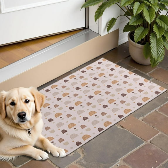 Pink Boho Bohemia Rainbow Shapes Dots Pattern Door Rugs,Washable Non Slip Door Mats Indoor,Decorative Door Mats,Entry Mat Indoor for Entrance,Bedroom,Kitchen,Bathroom,16"x24"