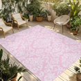 thumbnail image 1 of Pink Boho Flowers Outdoor Rug for Patio/Deck/Porch, Non-Slip Large Area Rug 5 x 8 Ft, Vintage Ethnic Flowers Botanical Indoor Outdoor Rugs Washable Area Rugs, Reversible Camping Rug Carpet Runner, 1 of 8