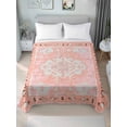 thumbnail image 1 of Pink Boho King Size Flat Sheet, Wrinkleproof & Fadeproof Cooling Flat Bed Sheet Only, Vintage Abstract Tribal Decorative Oriental Breathable Soft Bedding Top Sheets 105 x 98 Inches, 1 of 8