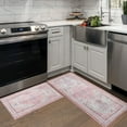 thumbnail image 1 of Pink Boho Kitchen Mats for Floor, White Flower Kitchen Rugs Set of 2 Carpet Area Rug, Floral Vintage Farmhouse Pink Boho Kitchen Decor and Accessories Stuff, 17x30 and 17x47 Inch, 1 of 7