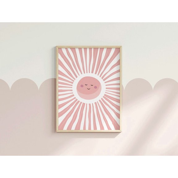 Pink Boho Nursery Sun Boho Sun Wall Art Sun Unframed Paper Print