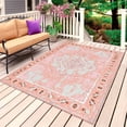 thumbnail image 1 of Pink Boho Outdoor Rug for Patio/Deck/Porch, Non-Slip Large Area Rug 5 x 8 Ft, Vintage Abstract Tribal Decorative Oriental Indoor Outdoor Rugs Washable Area Rugs, Reversible Camping Rug Carpet Runner, 1 of 8