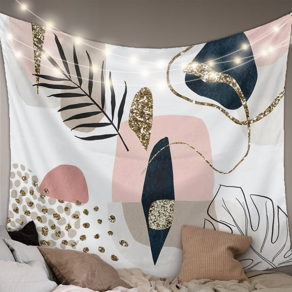 Pink Boho Small Tapestry for Bedroom Wall Hanging Tapestry, Vintage Ethnic Tribe Modern Abstract Art Ceiling Backdrop Tapestries Poster Blanket Wall Decor for Teens Room Living Room Dorm 23" x 28"