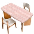 thumbnail image 1 of Pink Boho Table Cloths for 3 Foot Rectangle Tables, Vintage Ethnic Tribe Abstract Art Patio Waterproof Elastic Fitted Tablecloths, Washable Rectangular Table Cover for Camping, 1 of 8