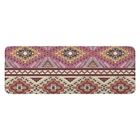 Pink Boho Tribal Diamonds and Triangles Pattern Kitchen Rug Mat,Kitchen Runner Rugs Non Skid Washable,Decorative Kitchen Floor Mats for Kitchen,Sink,Laundry,17"x47.2"