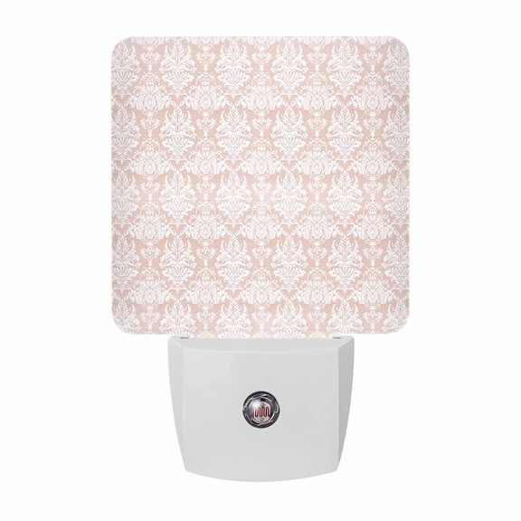 Pink Boho Tribal Plug-in LED Night Lights Bohemian Ethnic Style Auto Dusk-to-Dawn Sensor for Bedroom, Bathroom, Kitchen, Nursery, Hallway, Stairs, Wall Home Decor