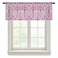 thumbnail image 1 of Pink Boho Valance Curtains for Kitchen/Living Room/Bathroom/Bedroom Window, Rod Pocket Small Topper Half Short Window Curtains Voile Sheer Scarf, Ethnic Tribal Floral Abstract Art Aesthetics 60"x18", 1 of 8