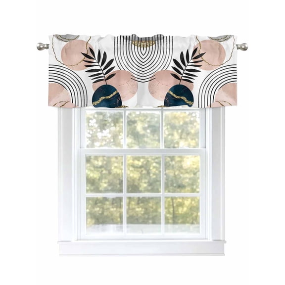 Pink Boho Valances for Windows, Rod Pocket Kitchen Valance Curtains - Soft & Washable Small Window Treatment for Living Room,&nbsp;Bathroom, Bohemian Abstract Art , 42x12 Inch, 1 Panel