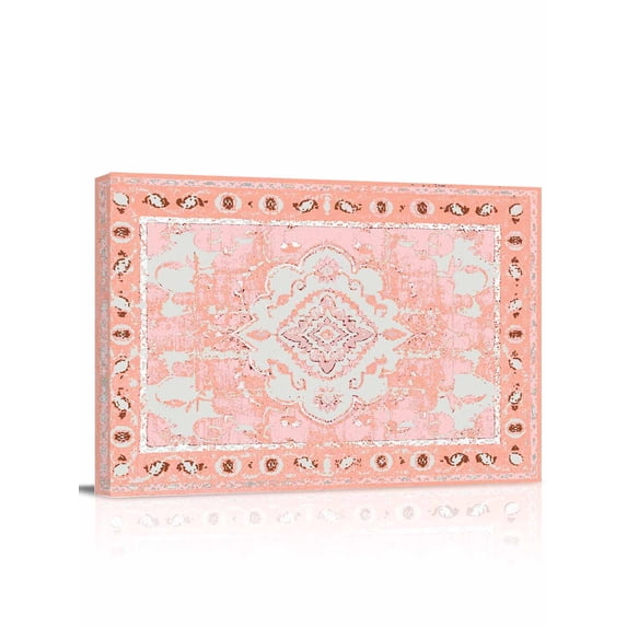Pink Boho Wall Art for Living Room,Canvas Picture Wall Decor for Bathroom Bedroom,Vintage Abstract Tribal Decorative Oriental Painting Artwork for Office Kitchen Hallway Dining Room Decor 24"x32"