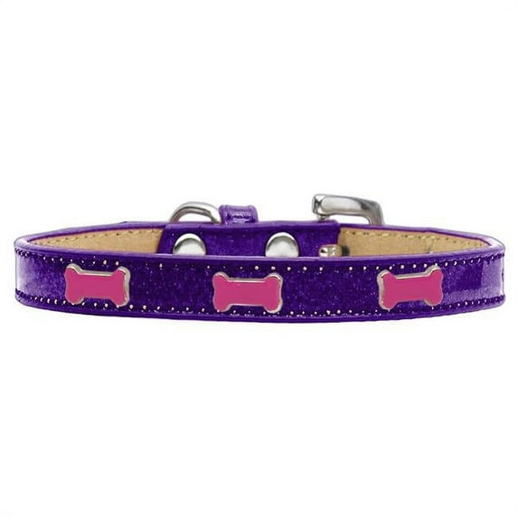 Pink Bone Widget Dog Collar, Purple Ice Cream - Size 10