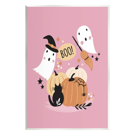 Pink Boo Halloween Ghosts Holiday Graphic Art Unframed Art Print Wall Art