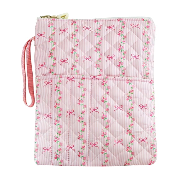 Pink Book Sleeve with Zipper and Extra Pocket, Washable Book Protector Cover, Reusable Book Pouch for Readers Students Literature Lovers (Pink)
