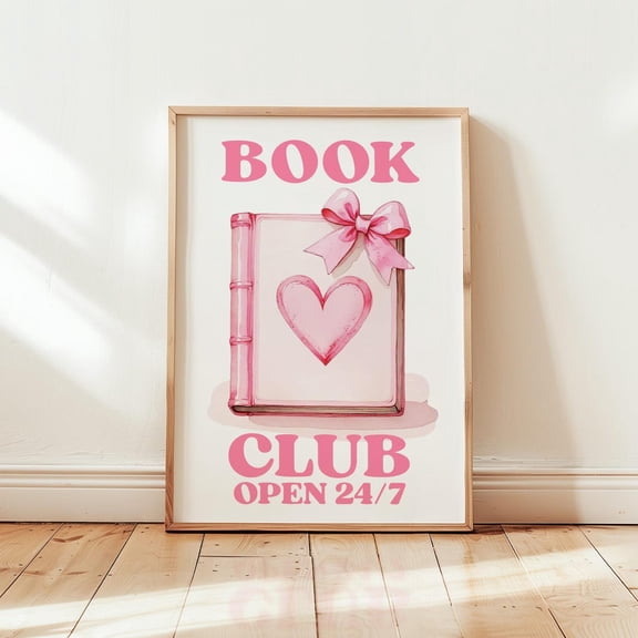 Pink Books Print Coquette Bookish Decor Reading Corner Art, Unframed Canvas 8x10in